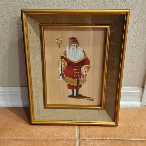 EXTREMELY RARE SUDHA PENNATHUR FATHER CHRISTMAS SANTA SAINT FRAMED PAINTING ART